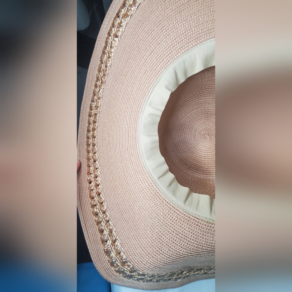 Elegant Tan Sun Hat with Gold Accents - Picture 8 of 9